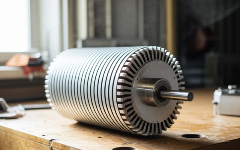 A motor's squirrel-cage rotor