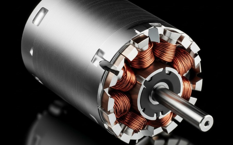 Brushless motor cutaway detail