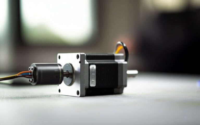 Close-up of a motor with an encoder