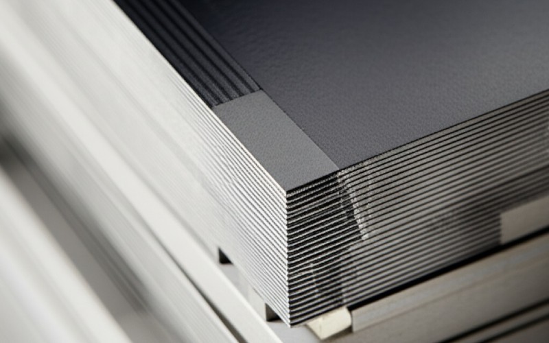 Close-up of an interleaved transformer core corner