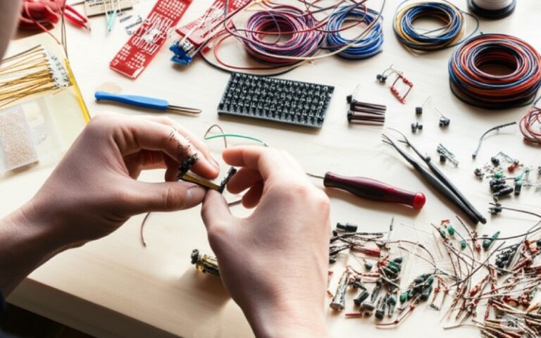 Hands assembling tech project