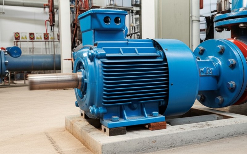 Industrial motor powering a pump