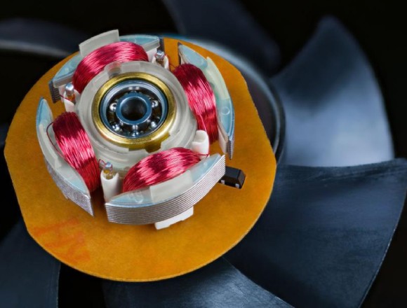 Lamination stacks forming the core of an electric fan motor stator