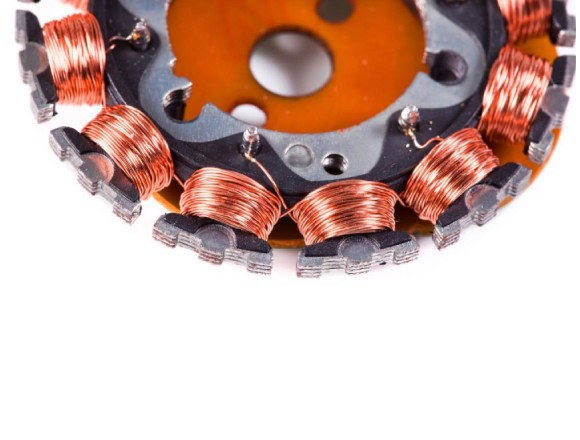 Macro view of a ceiling fan stator lamination stack