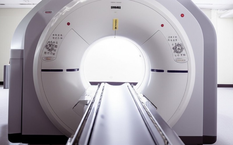 Medical scanner bed showing linear movement