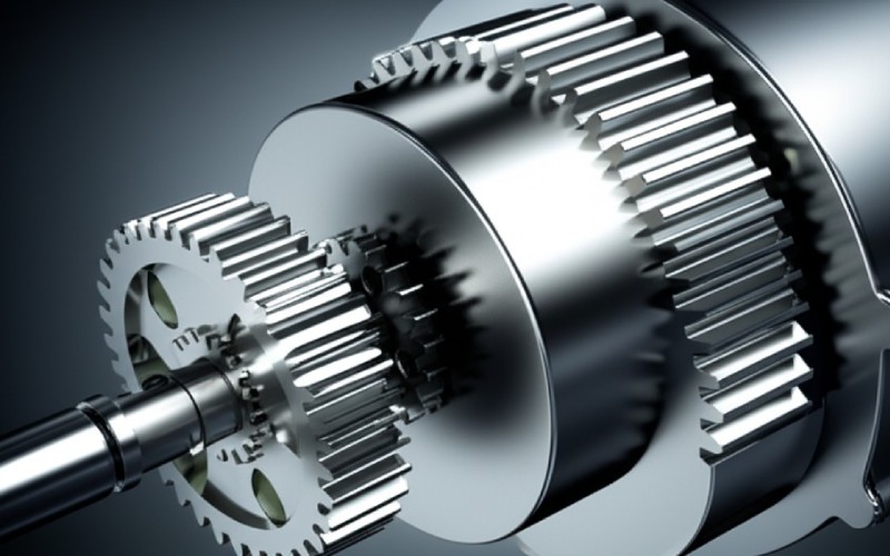 Motor driving interconnected gears