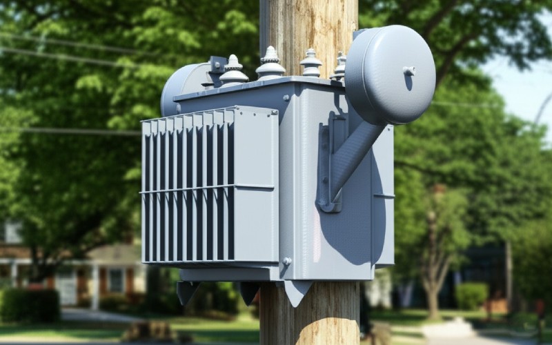 Pole-mounted single-phase transformer