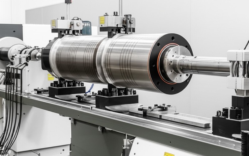 Rotor balancing machine with rotor