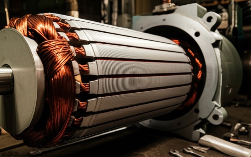 Squirrel-cage rotor inside a motor