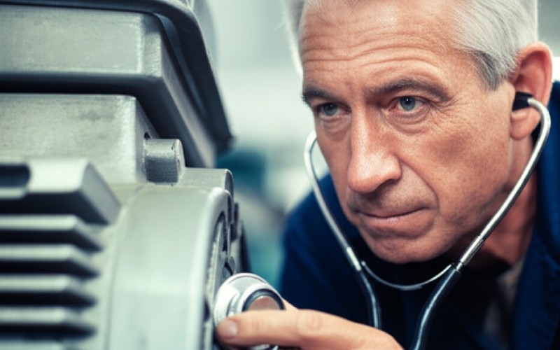 Technician diagnosing motor noise