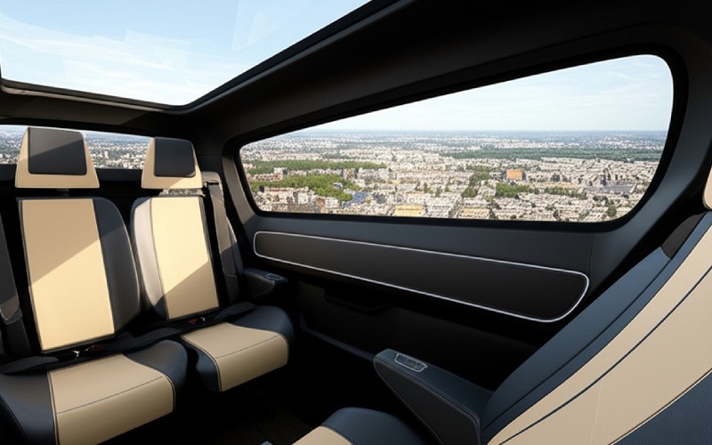 Blick aus dem Inneren einer eVTOL-Kabine