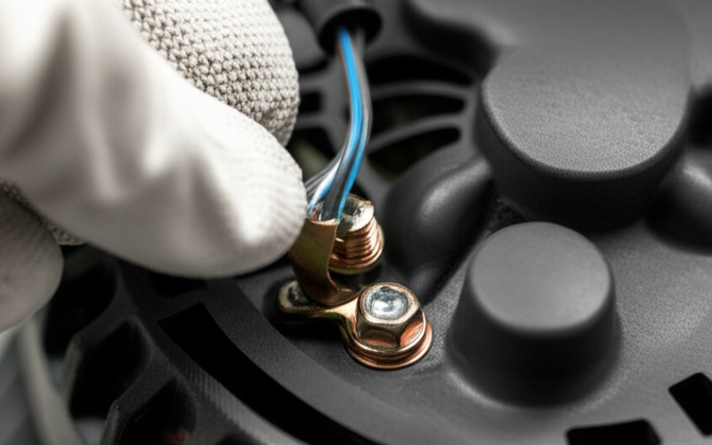 Connecting wiring to a car alternator