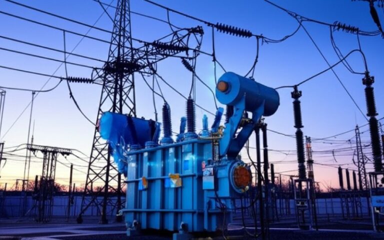 Large power transformer in an electrical substation