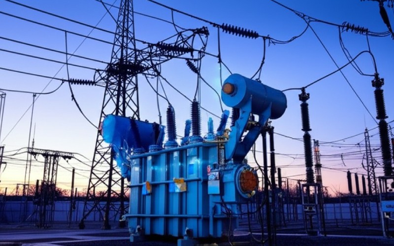Large power transformer in an electrical substation