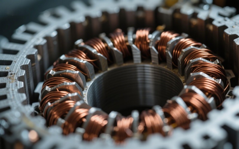 Macro view of motor copper windings