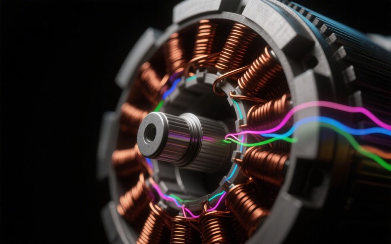 Motor windings creating a magnetic field