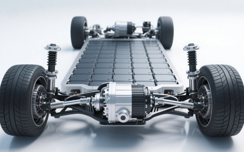 2つのモーターを搭載したAWD電気自動車シャーシ