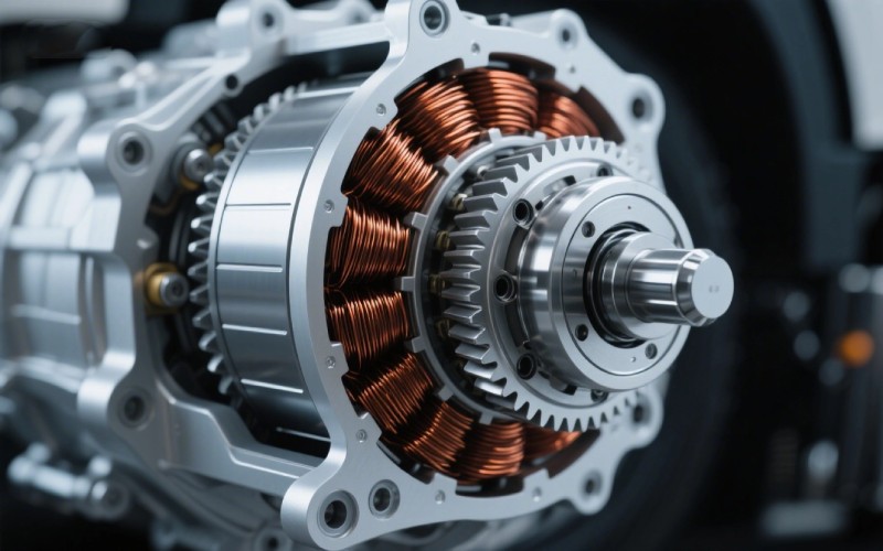 전기 트럭 e-액슬 클로즈업