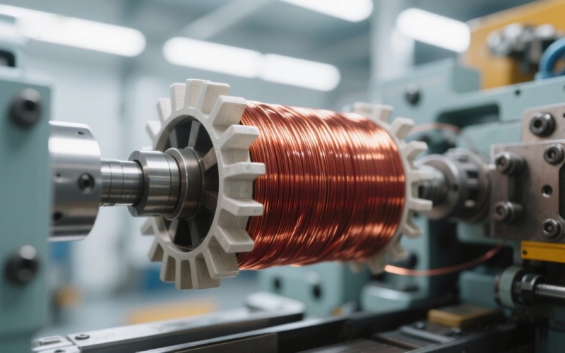 Copper wire on a winding machine