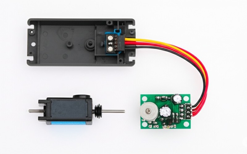 Disassembled servo motor components