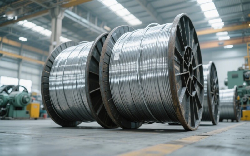 Large spools of aluminum wire