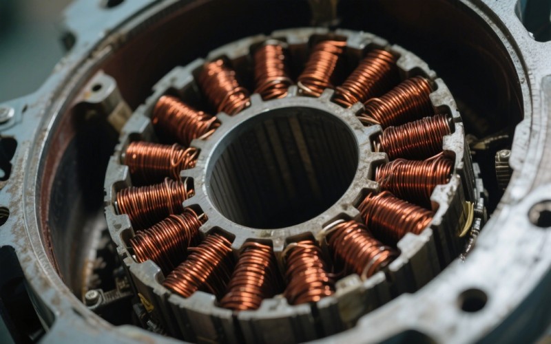 Macro photograph of steel motor laminations