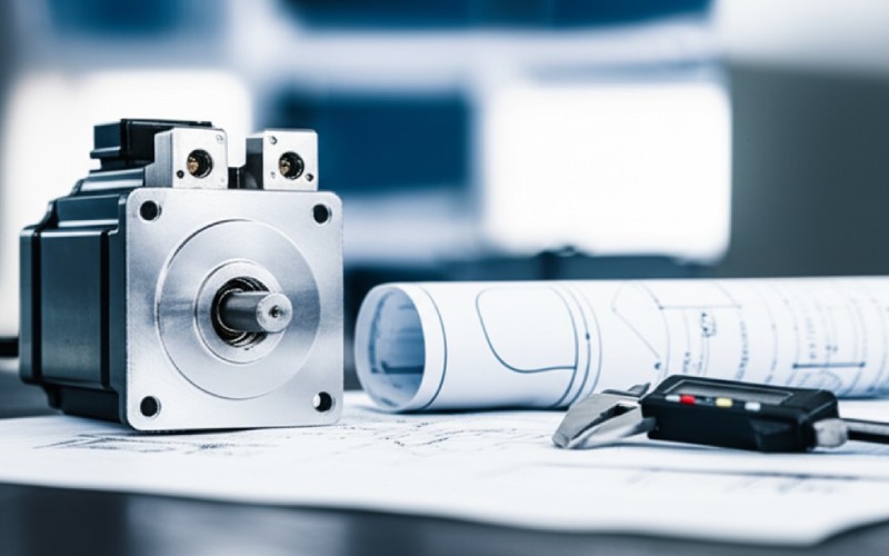 Servomotor auf der Werkbank eines Ingenieurs