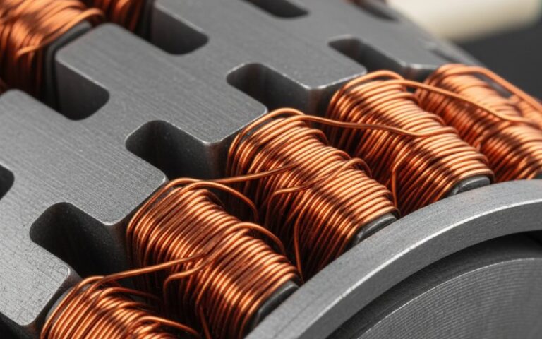 Close-up of electric motor copper windings