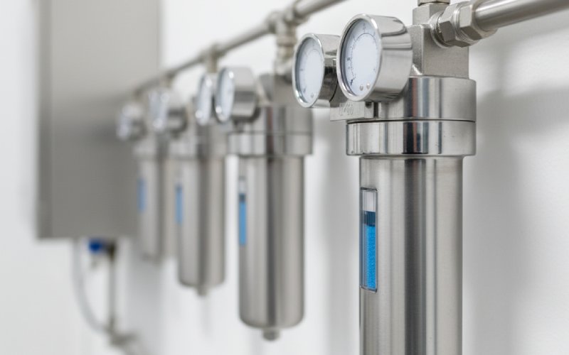 Close-up of industrial air filtration system