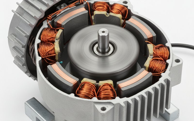 Cross-section of a spinning motor rotor