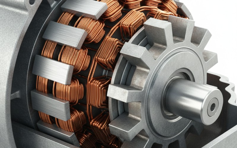 Detailed cross-section of an electric motor