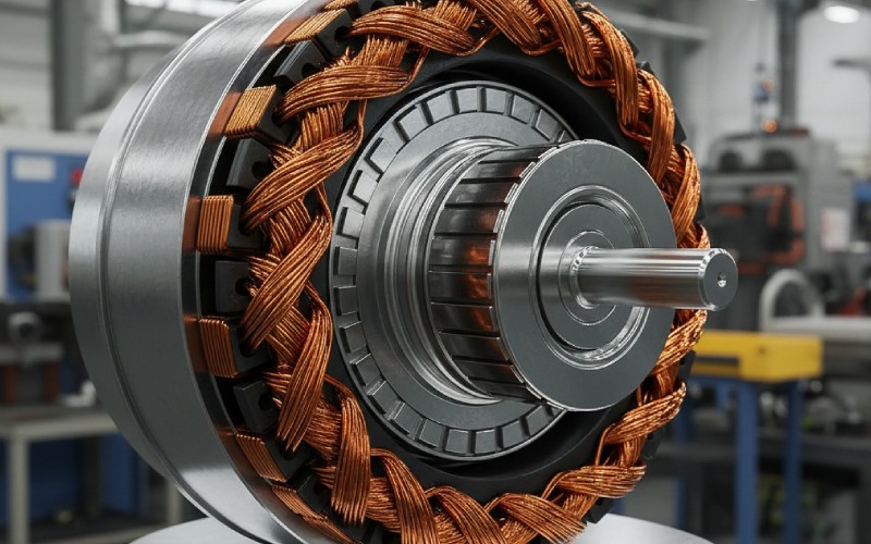 Detailed cutaway of an EV motor