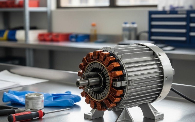 Electric blender motor on a workbench