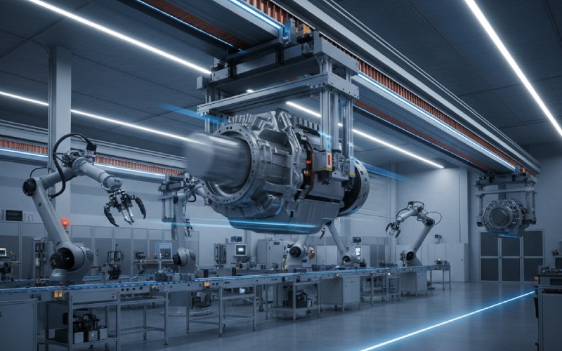 Industrial linear motor in action