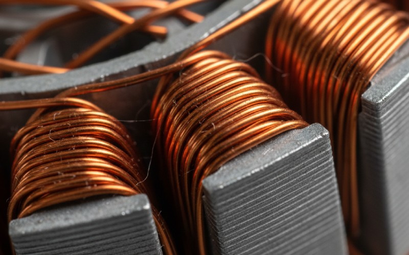 Macro view of motor's copper windings