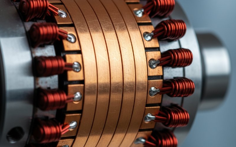 モーター電機子整流子のクローズアップ