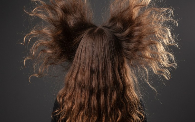 Leistungsstarker Luftstrom, der langes Haar anhebt