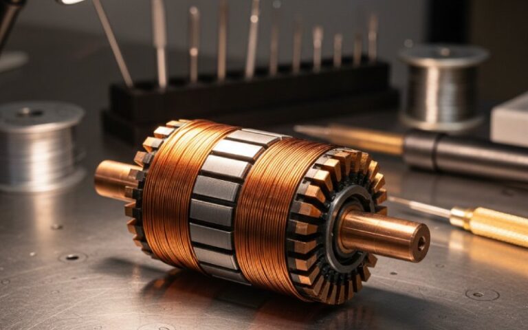 Rewound motor armature detail