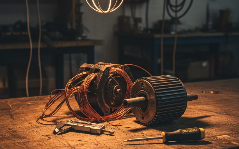 Zerlegter Motor auf der Werkbank