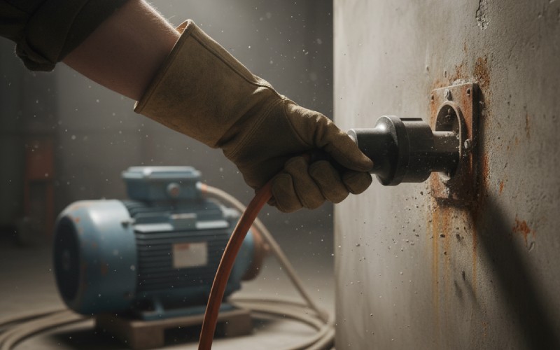 Débrancher la fiche d'alimentation du moteur