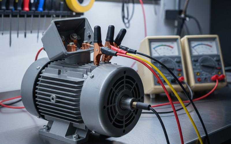 Electrical testing setup for a motor