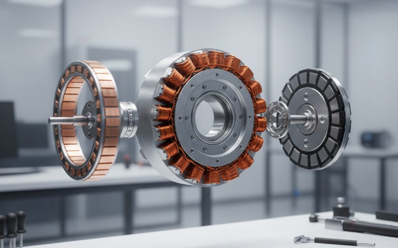 Exploded view of motor components