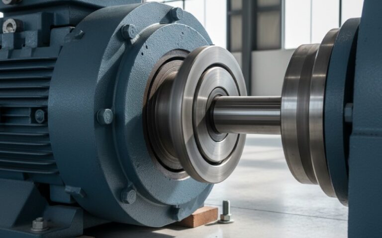 Industrial motor shaft beginning to spin