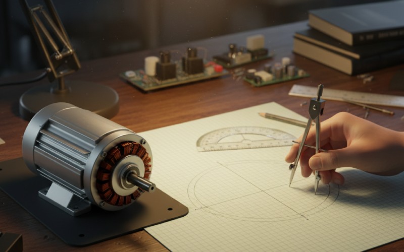 Motor and tools for drawing a diagram