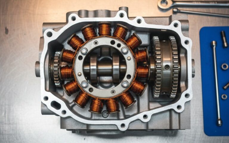 Motorcycle engine with stator installed