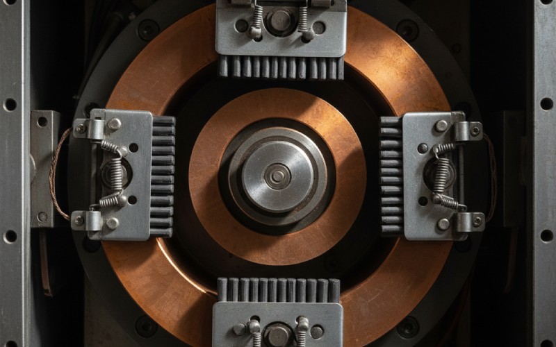 Open view of motor's internal slip rings