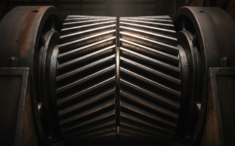 Gros plan sur des engrenages industriels lourds