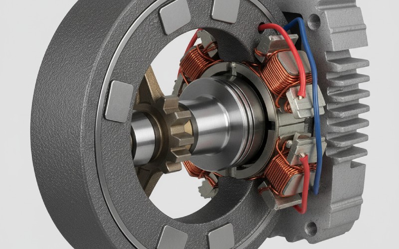 Cutaway view of magneto stator system