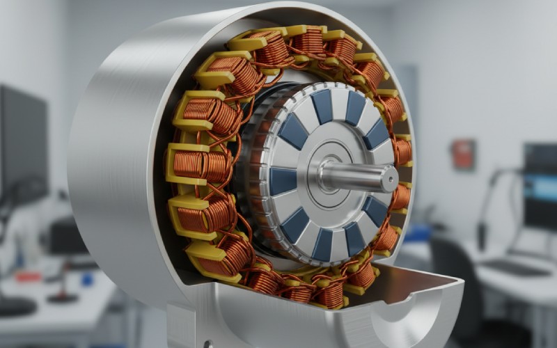 Electric motor cutaway view