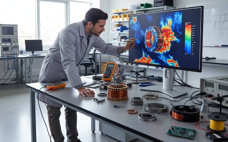 engineer analyzing motor losses